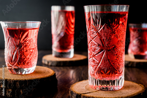 Valokuva Turkish Ottoman Drink Rose sherbet or Cranberry Serbet in crystal glass