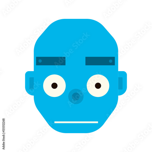 Emotional happy robot head in cartoon style. robot joy photo