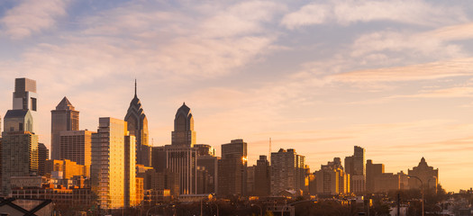 Philadelphia skyline at sunrise