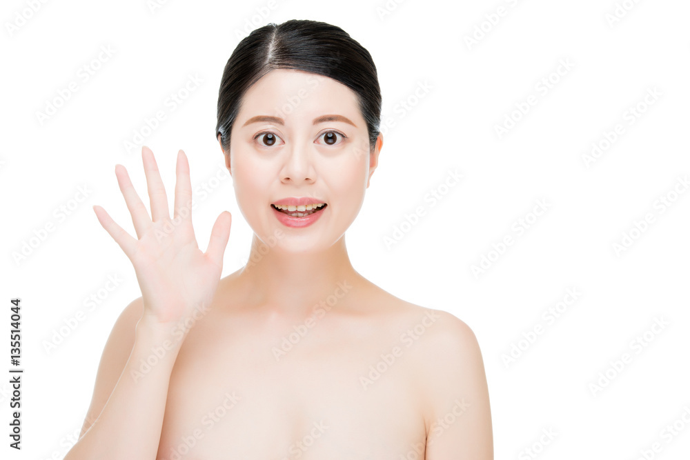 beauty asian woman count with finger gesture beauty asian woman count with finger gesture