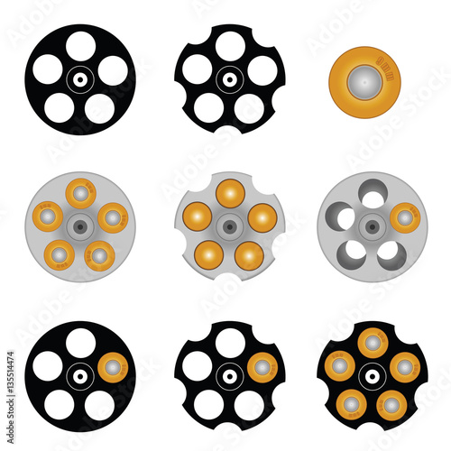 revolver cylinder with five holes illustration