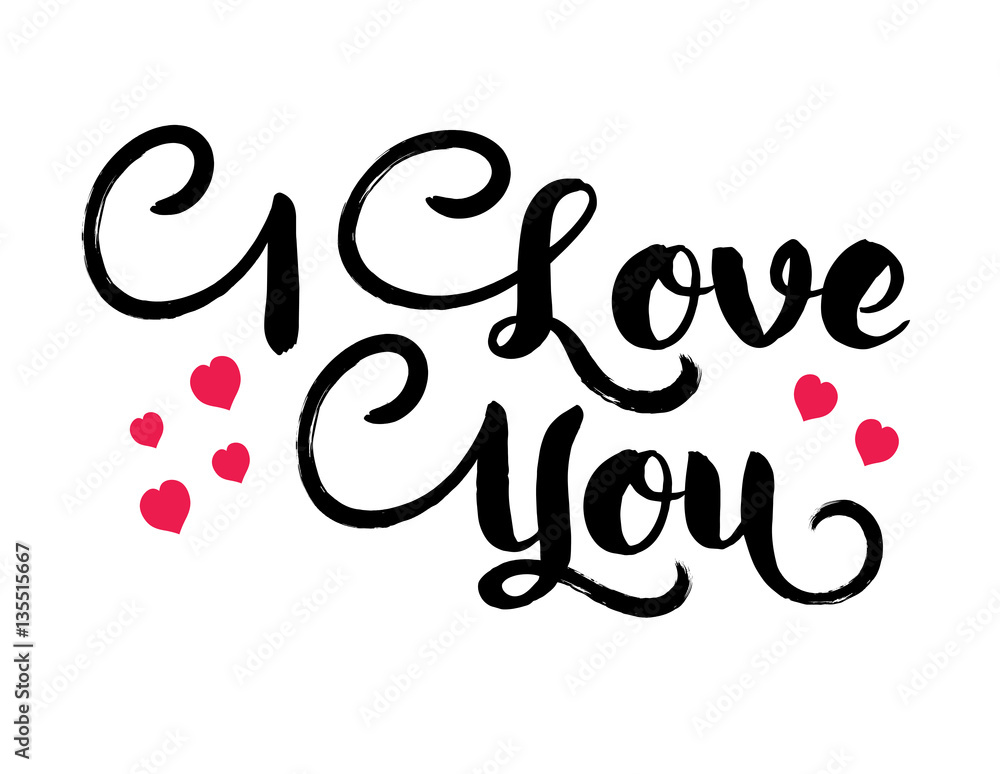 Vector banner with inscription i love you. 