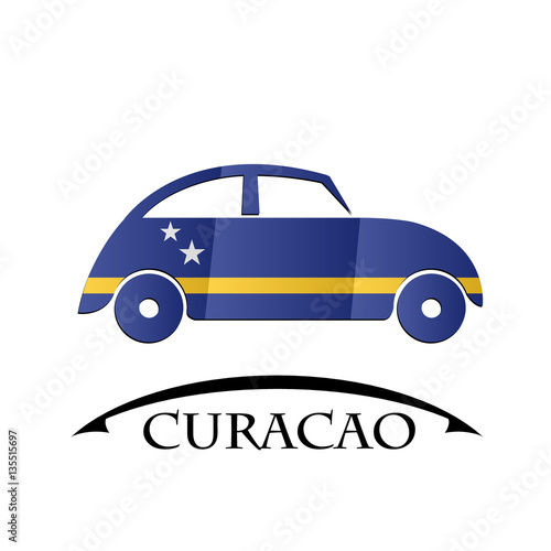 car icon made from the flag of Curacao