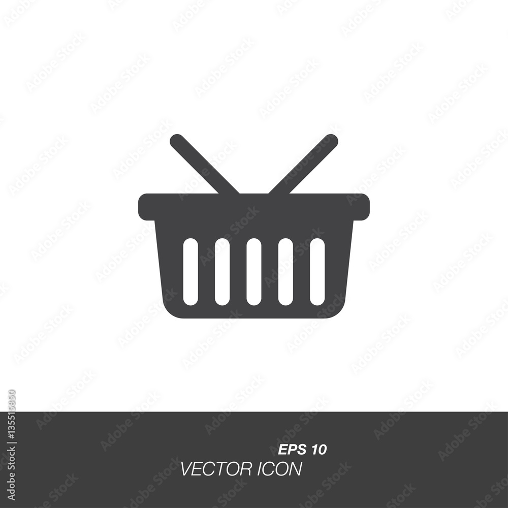 Basket icon in flat style isolated on white background. Basket icon in flat style isolated on white background.