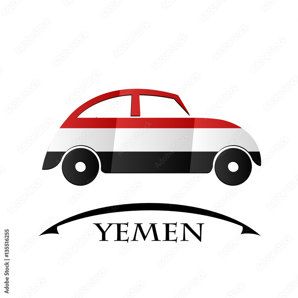 car icon made from the flag of Yemen