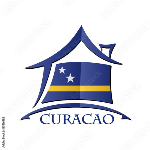 House icon made from the flag of Curacao