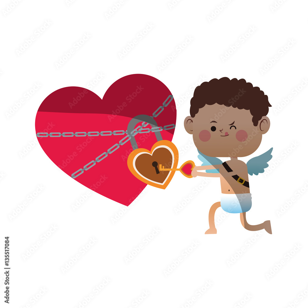 baby cupid with heart icon over white background. colorful design. vector illustration baby cupid with heart icon over white background. colorful design. vector illustration