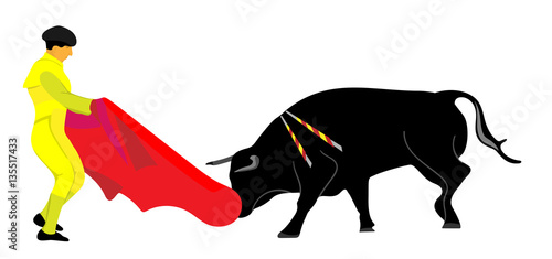 vector torero with bull