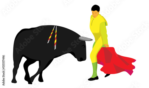 vector torero with bull