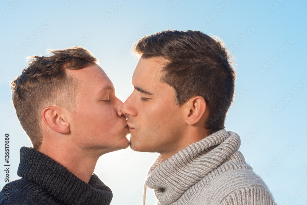 Fototapeta premium gay couple kissing each other