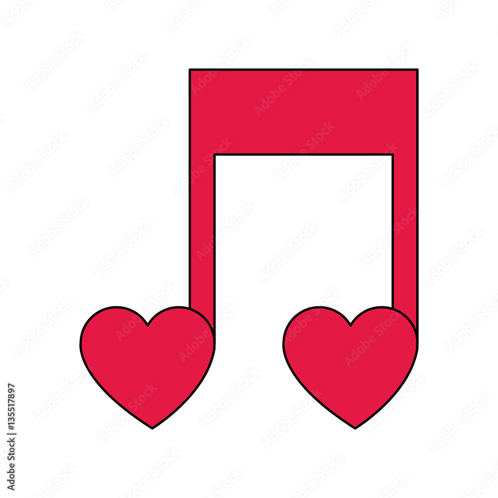 musical note with heart icons over white background. colorful design. vector illustration musical note with heart icons over white background. colorful design. vector illustration