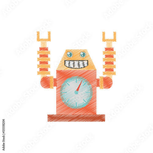 drawing robot clock laungh rocket smile vector illustration eps 10 photo