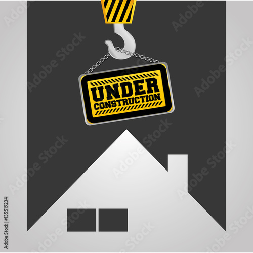 real state house under construction sign hanging vector illustration eps 10