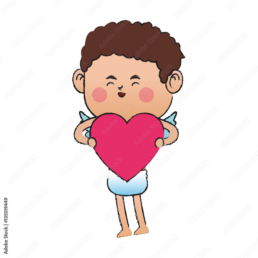 baby cupid with heart icon over white background. colorful design. vector illustration baby cupid with heart icon over white background. colorful design. vector illustration