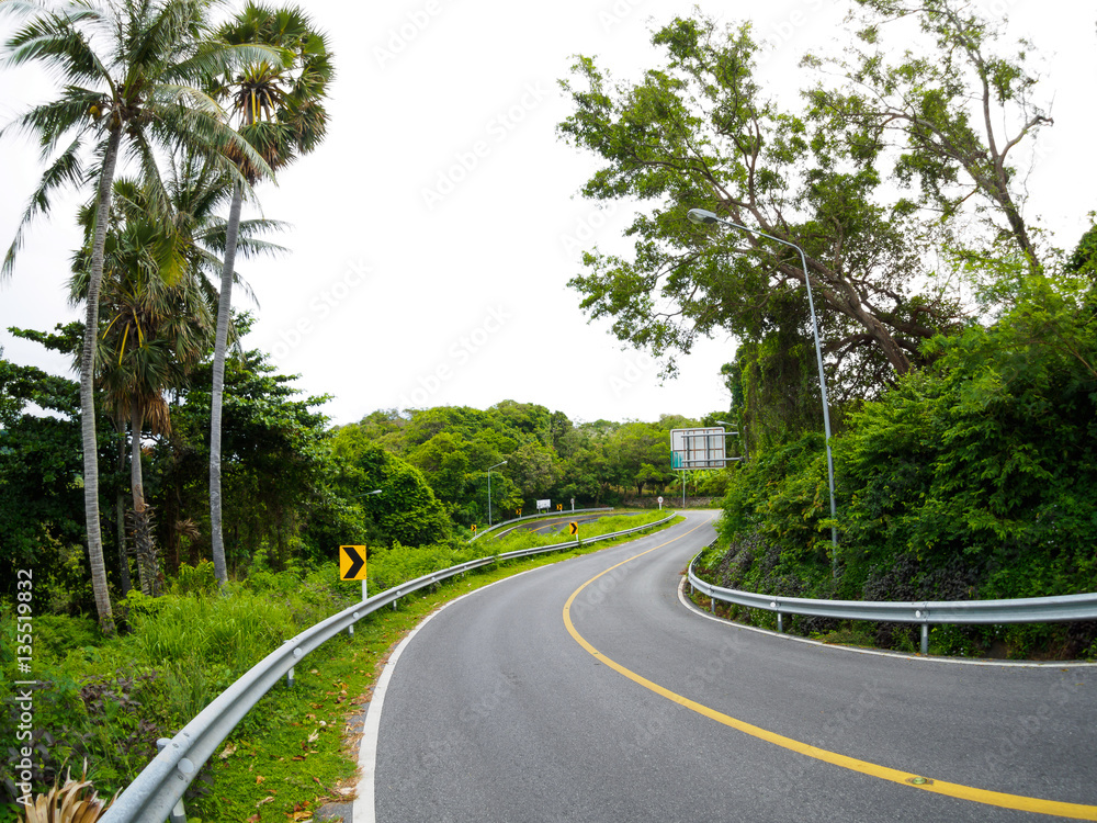Fototapeta premium asphalt road on hill at phuket Thailand