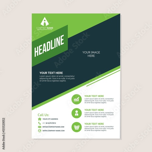 Corporate business annual report brochure flyer design. Leaflet cover presentation. Flier with Abstract geometric background. Modern publication poster magazine, layout template A4 flyer © boyphotodesign