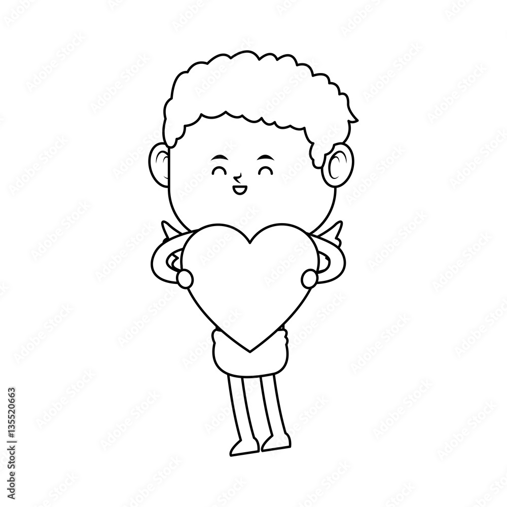 baby cupid with heart icon over white background. vector illustration baby cupid with heart icon over white background. vector illustration
