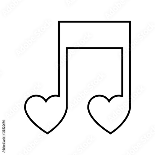 musical note with heart icon over white background. vector illustration