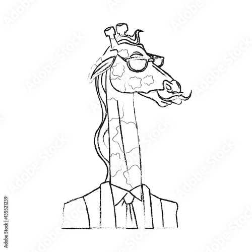 giraffe with hipster style over white background. vector illustration