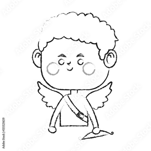 baby cupid holding a bow over white background. vector illustration