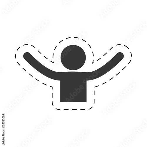 man happy hand open up joy figure pictogram vector illustration eps 10