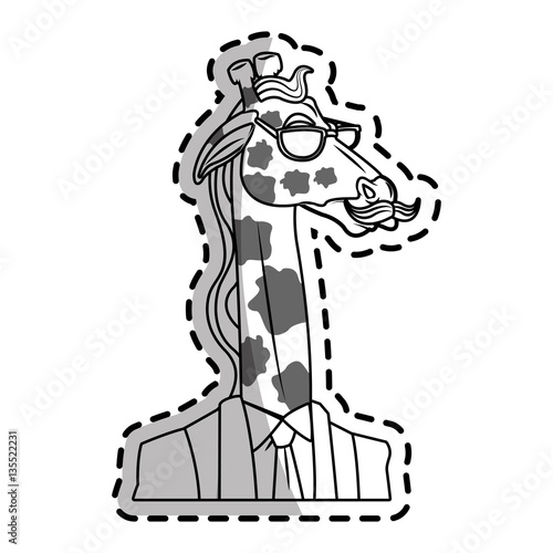 giraffe with hipster style over white background. vector illustration