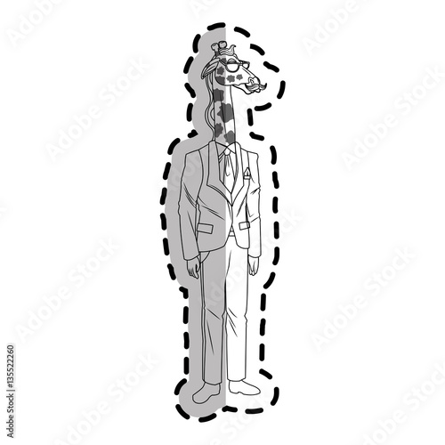 giraffe with hipster style over white background. vector illustration