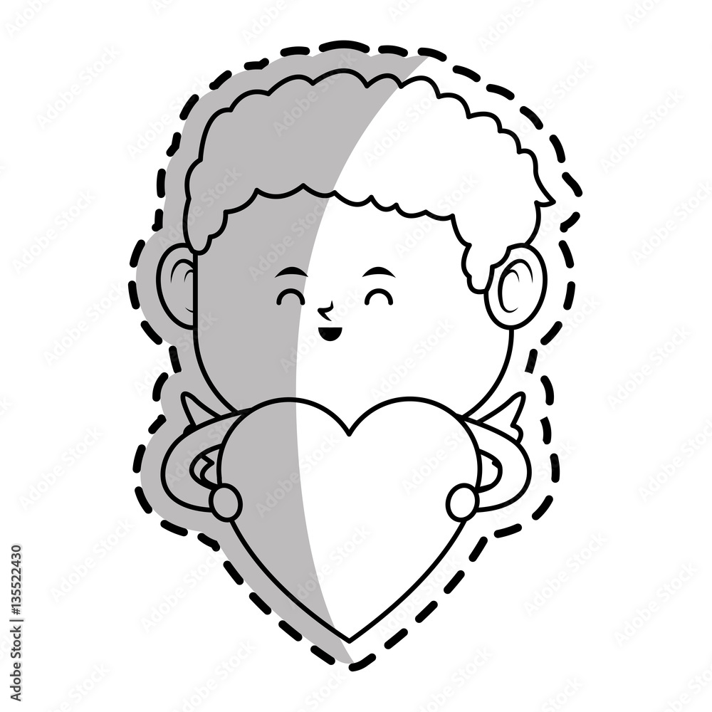 Fototapeta premium baby cupid with heart icon over white background. vector illustration