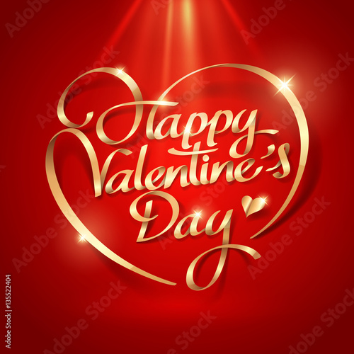Gold ribbon of valentines day vintage lettering background