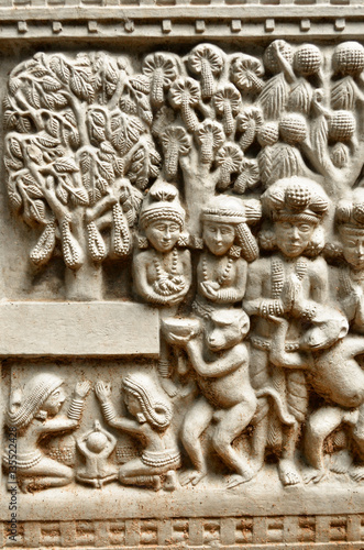 Buddhist Carving Arts wall at in ancient Temple,Chiang Mai,THAIL