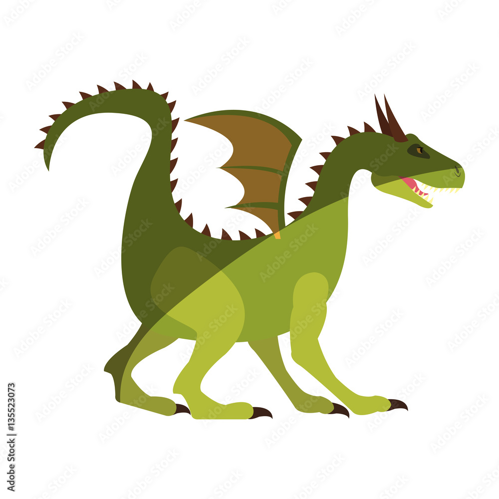 dragon cartoon icon over white background. colorful design. vector illustration