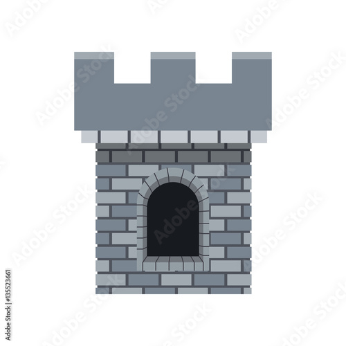 medieval castle building icon over white background. colorful design. vector illustration