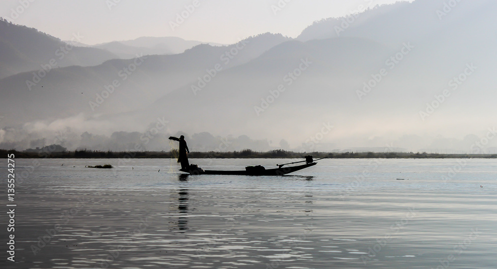 Fisherman, Inle Lake, Myanmar. Fisherman, Inle Lake, Myanmar.