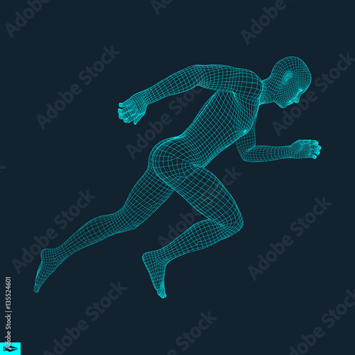 3d Running Man. Design for Sport  Business  Science. 