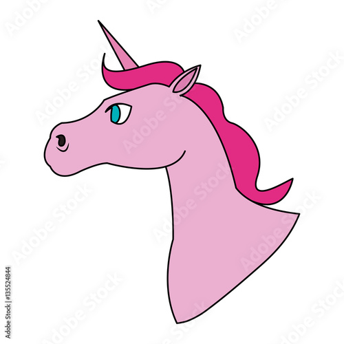 Pink unicorn horse icon over white background. colorful design. vector illustration