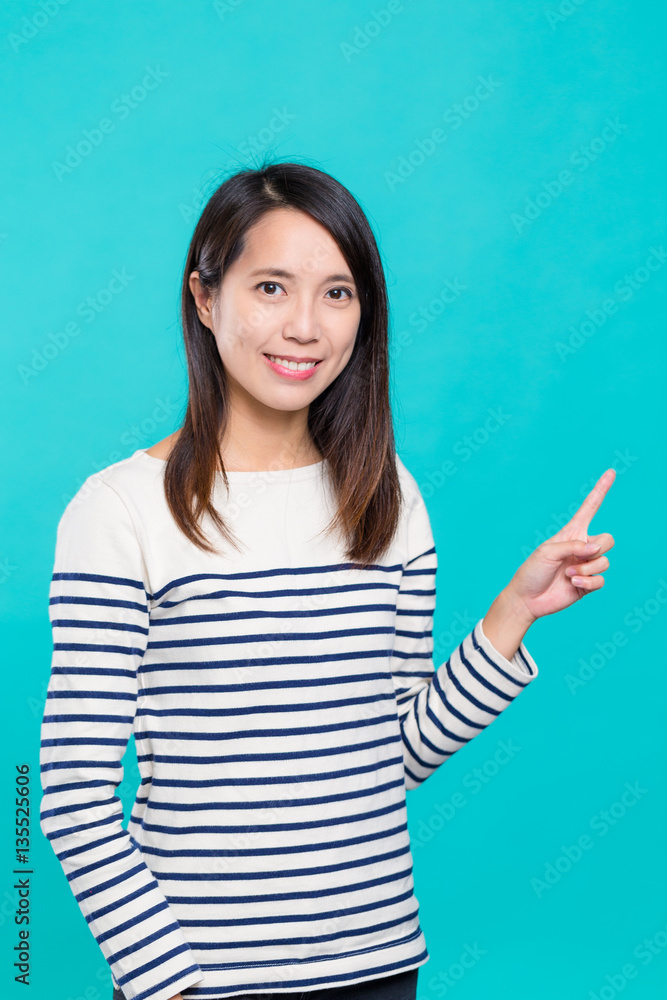 Woman showing finger up Woman showing finger up