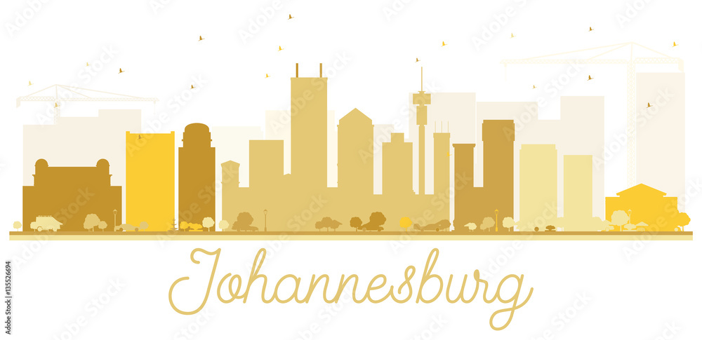 Naklejka premium Johannesburg City skyline złota sylwetka.