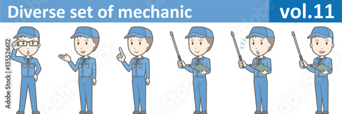 Diverse set of mechanic, EPS10 vol.11 (Young mechanic in blue uniform)
