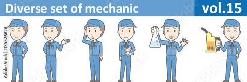 Diverse set of mechanic, EPS10 vol.15 (Young mechanic in blue uniform)