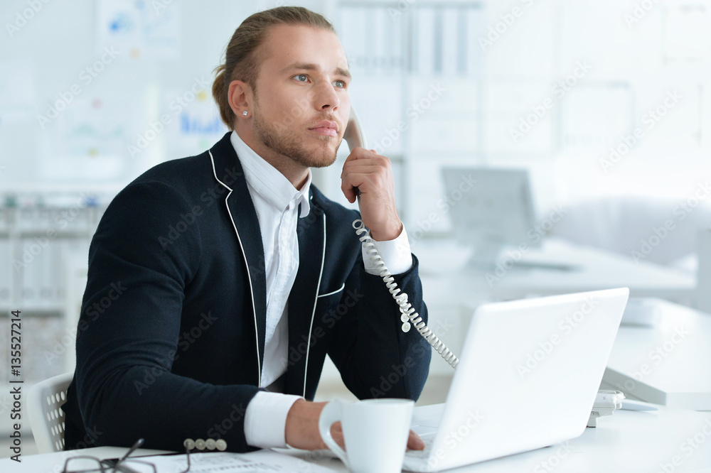 young handsome office worker young handsome office worker
