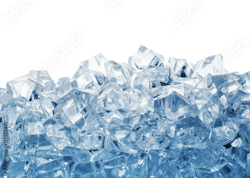 Pile of ice cubes toned in blue