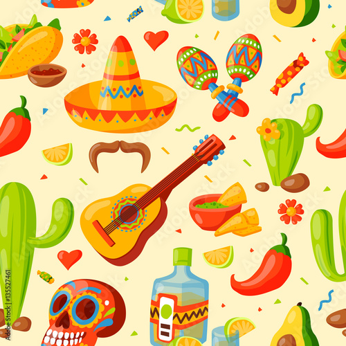 Mexico icons seamless pattern vector illustration.