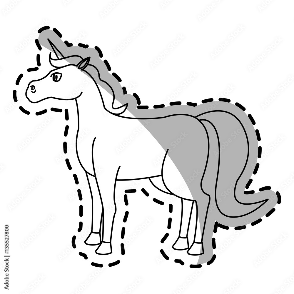 Fototapeta premium unicorn cartoon icon over white background. vector illustration