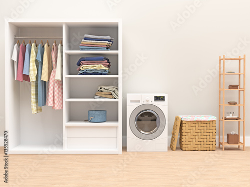 Laundry room interior with floor 