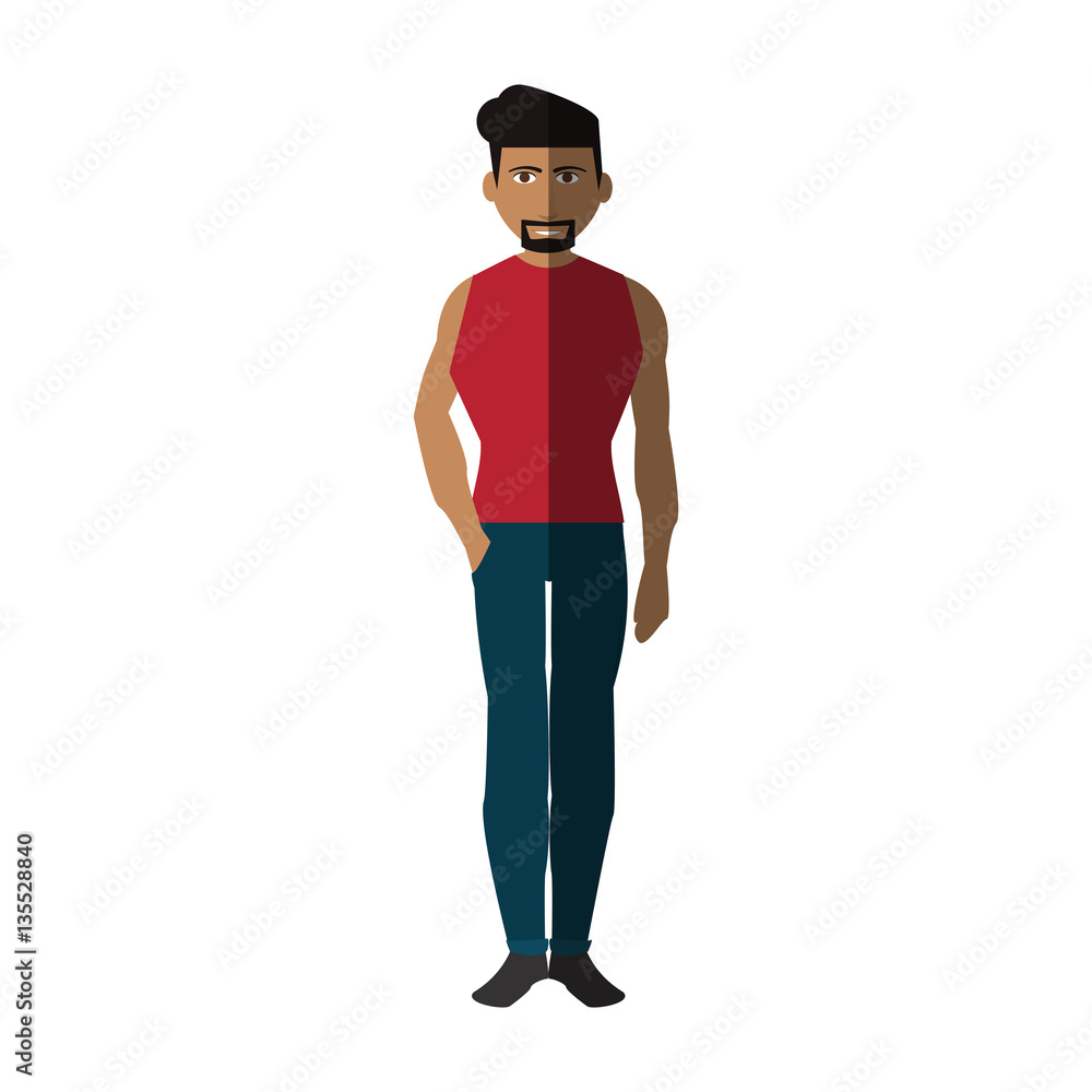 man wearing casual clothes over white background. colorful design. vector illustration