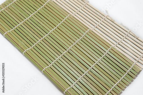 green bamboo place mat isolated on white background