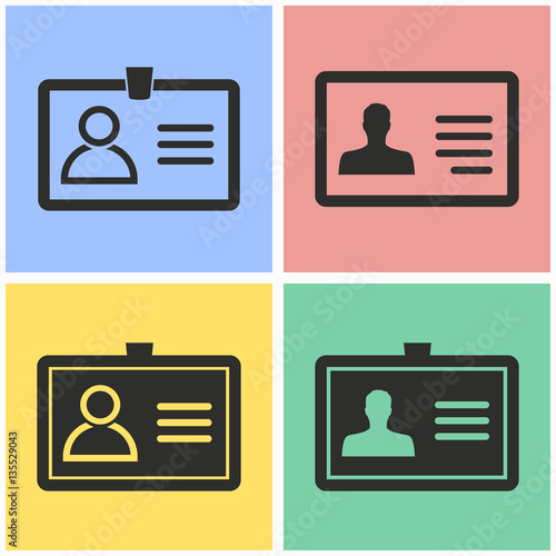 Identification card icon set.