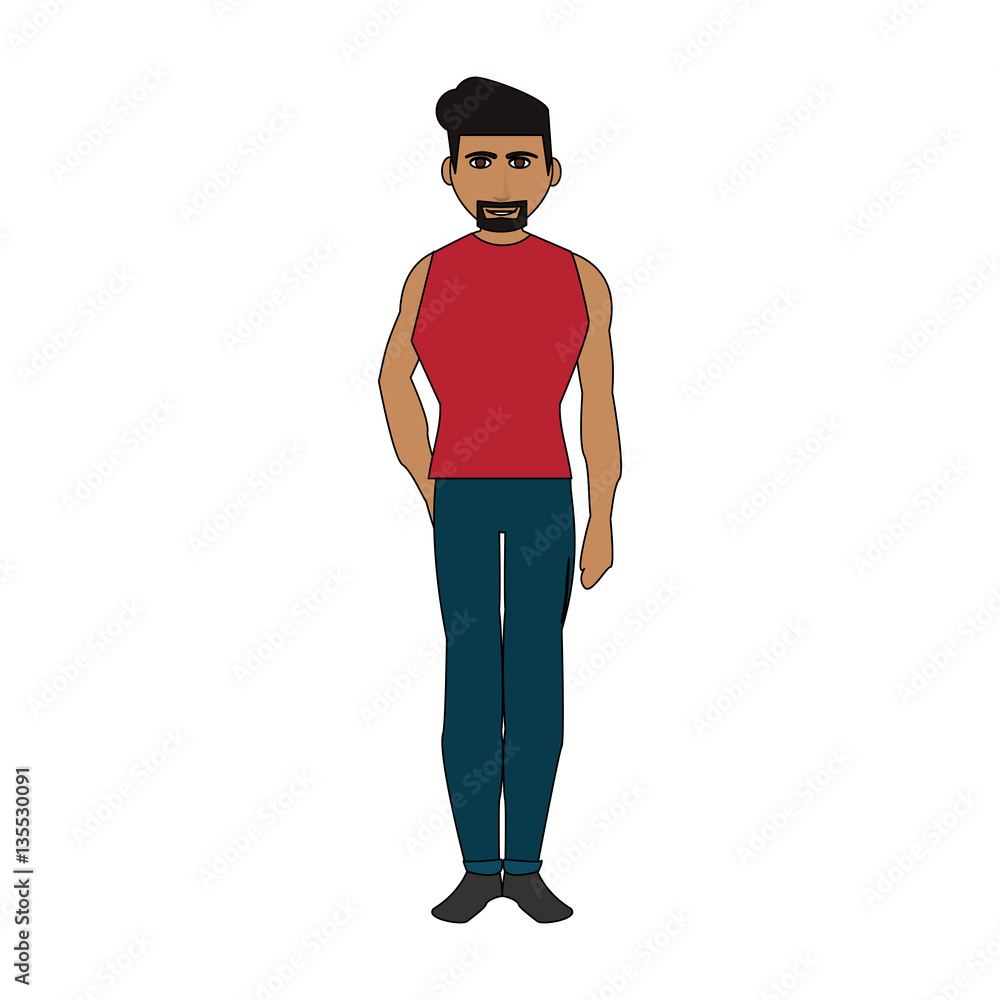 man wearing casual clothes over white background. colorful design. vector illustration