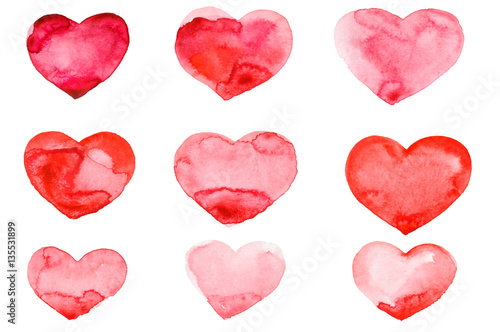 Obraz na płótnie Valentine's Day watercolor hand painting red heart w salonie