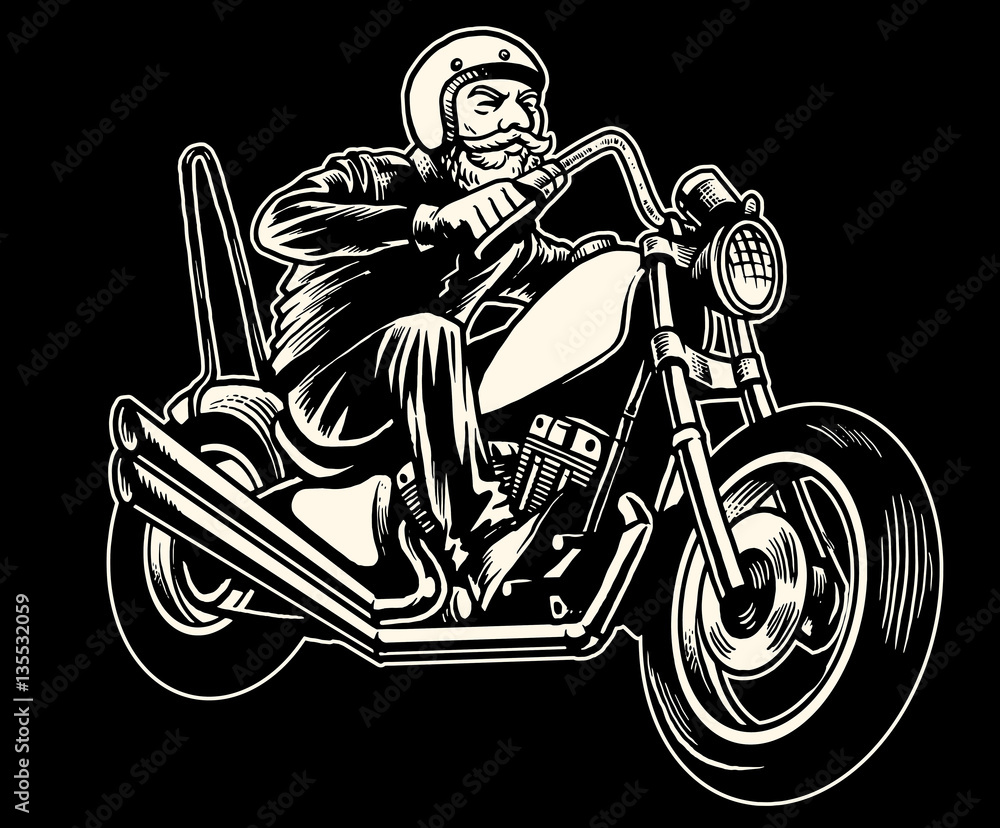 Naklejka premium the old man rider ride a chopper motorcycle